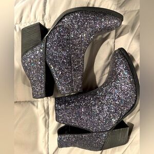 Not Rated Glitter Booties White Ankle Boots Women’s Sz 8